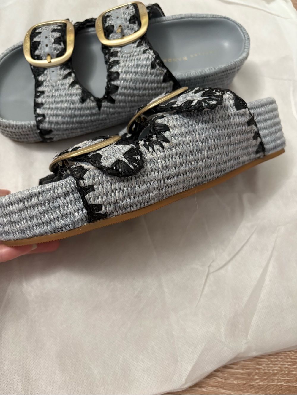 Loeffler Randall women's Gold-Buckle blue Woven
Slide Sandals - Picture 3 of 10